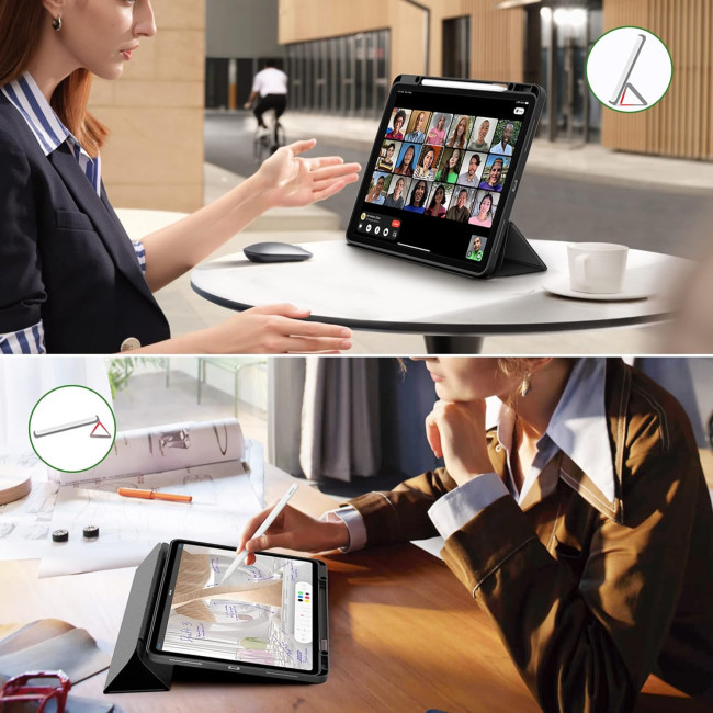 Чехол EasyAcc PGIPP13UN, совместимый с iPad Pro 12,9 дюймов 6-го/5-го/4-го/3-го поколения, с ТПУ и подставкой - черный (2039)