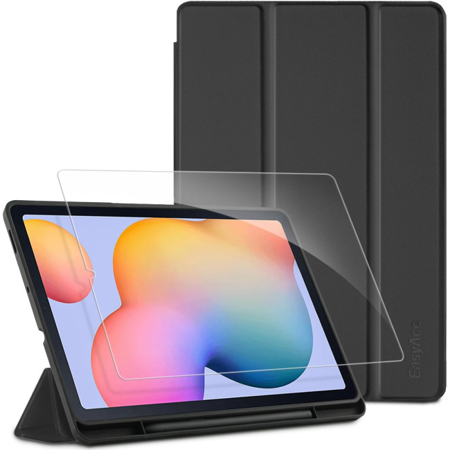 Чехол EasyAcc, совместимый с Samsung Galaxy Tab S6 Lite 2020 с закаленным стеклом, черный (3041)