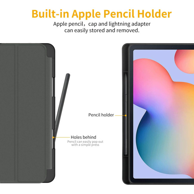 Чохол EasyAcc SXTS6L для Samsung Galaxy Tab S6 Lite 2024/2022/2020 10.4 дюймів, ультратонкий з підставкою, чорний (2036)