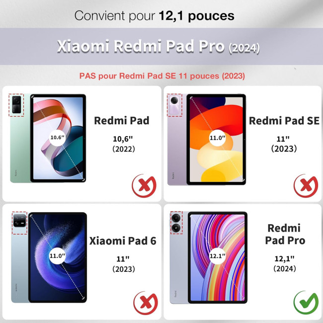 Чохол-клавіатура CACOE K03, сумісний з Redmi Pad Pro 12.1 / Xiaomi Poco Pad 12.1 2024, чорний (2173)