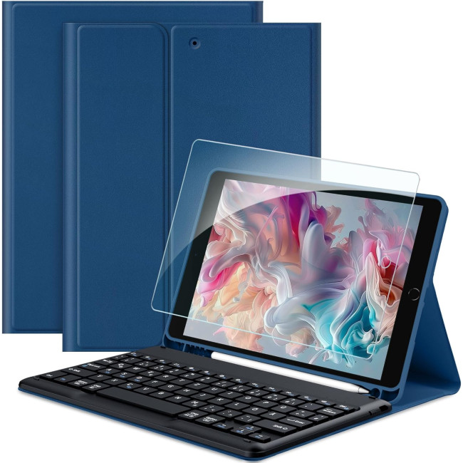 Чохол-клавіатура EasyAcc, сумісний з iPad 10.2 дюймів 9-го/8-го та 7-го поколінь із захисною плівкою, морський синій (2031)