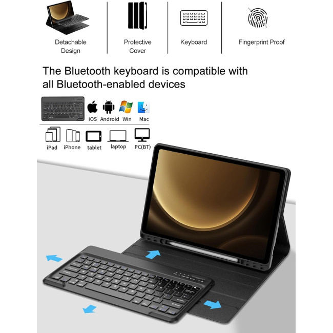 Чохол-клавіатура FOGARI для Samsung Galaxy Tab S10 Plus 12.4 дюйма, чорний (2130)