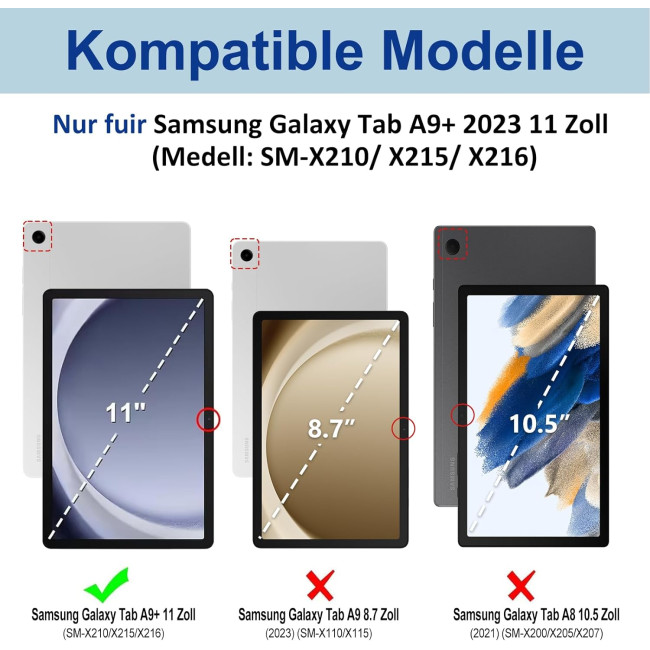 Чехол-клавиатура HOTLIFE для Samsung Galaxy Tab А9+ 11 дюймов 2023 (SM-X210/X215/X216B), светло-голубой (2032)