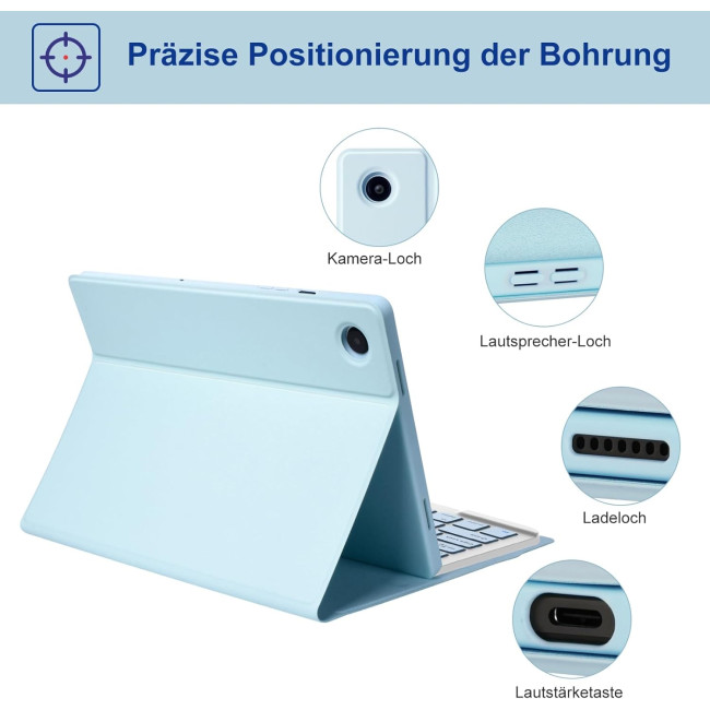 Чехол-клавиатура HOTLIFE для Samsung Galaxy Tab А9+ 11 дюймов 2023 (SM-X210/X215/X216B), светло-голубой (2032)