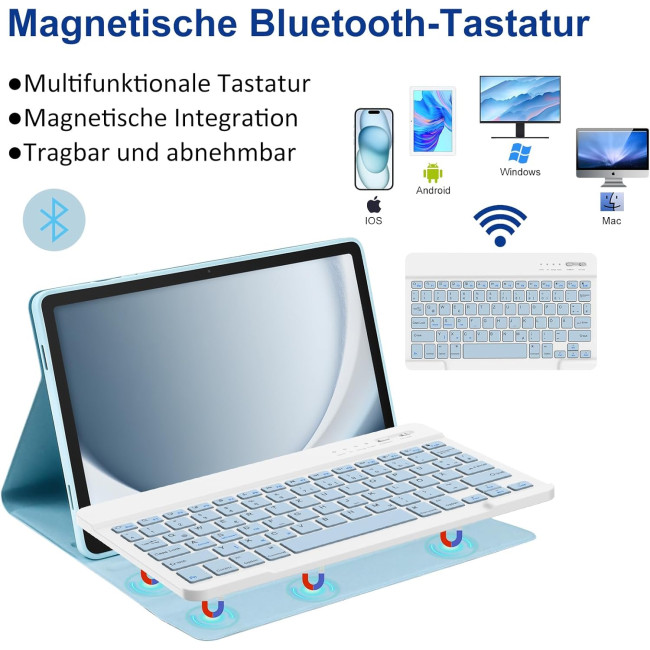 Чехол-клавиатура HOTLIFE для Samsung Galaxy Tab А9+ 11 дюймов 2023 (SM-X210/X215/X216B), светло-голубой (2032)