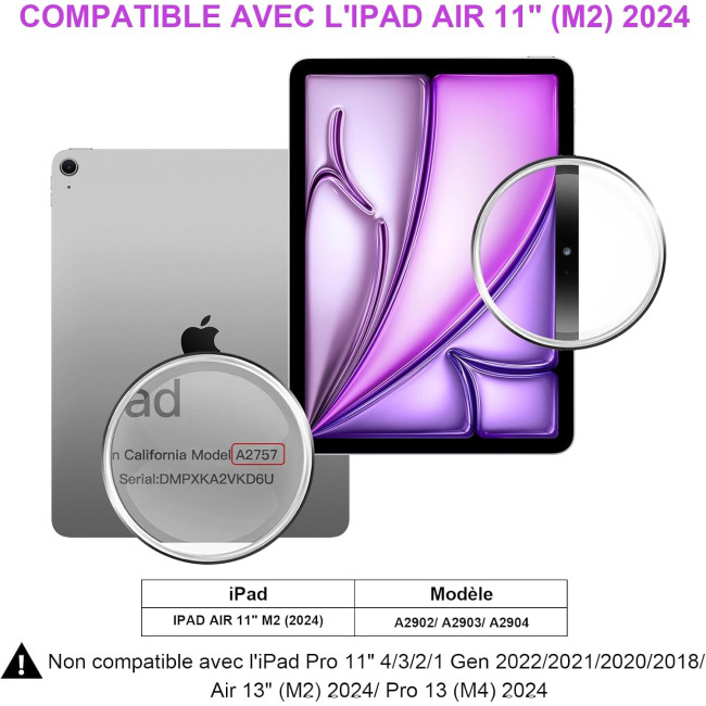 Чохол-клавіатура JADEMALL для iPad Air 11" M3 2025/M2 2024, світло-фіолетовий (3076)