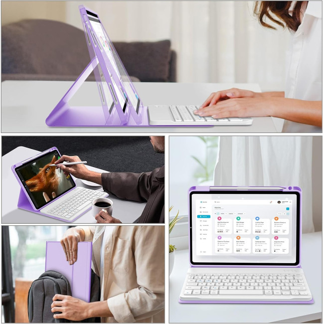 Чохол-клавіатура JADEMALL для iPad Air 11" M3 2025/M2 2024, світло-фіолетовий (3076)