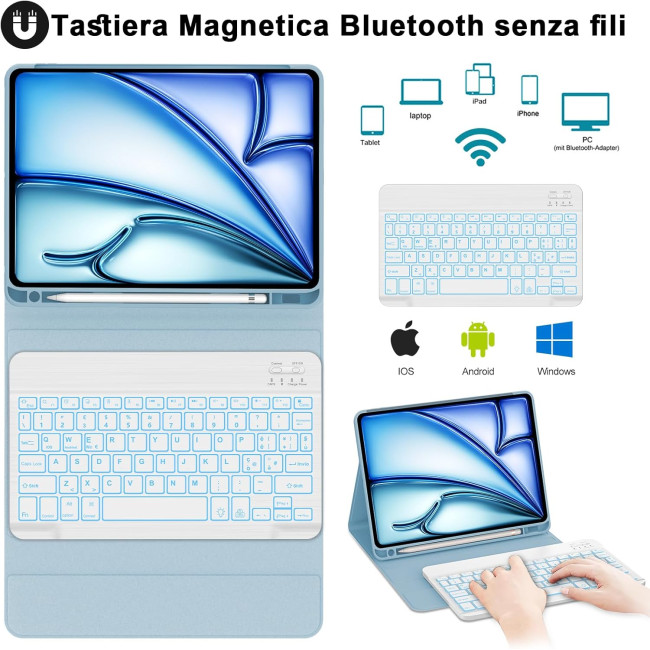 Чохол-клавіатура JADEMALL для iPad Air 11 (M3/M2 2025/2024), небесно-блакитний (3109)