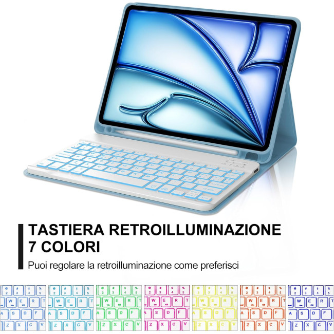 Чохол-клавіатура JADEMALL для iPad Air 11 (M3/M2 2025/2024), небесно-блакитний (3109)