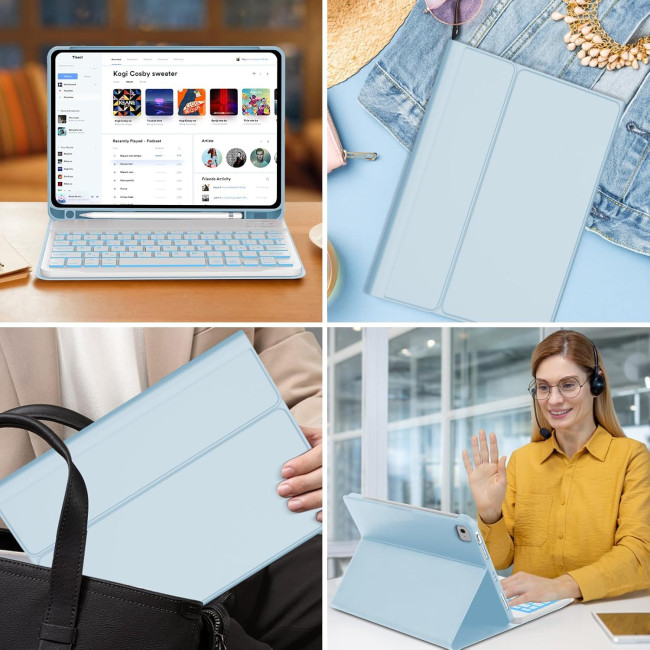 Чохол-клавіатура JADEMALL для iPad Air 11 (M3/M2 2025/2024), небесно-блакитний (3109)