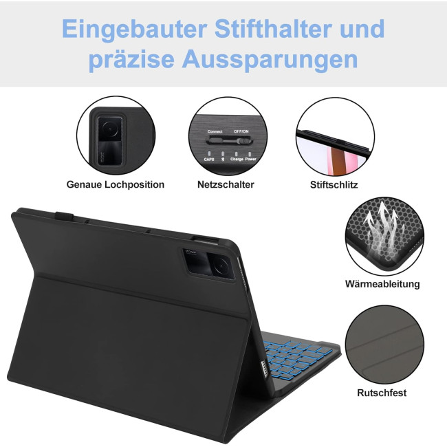 Чохол-клавіатура JADEMALL Xiaomi Redmi Pad з підсвічуванням, сумісний з Xiaomi L83 Redmi Pad 10,61 дюйма (3101)