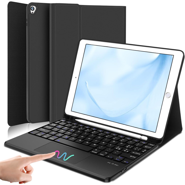 Чохол-клавіатура JADEMALL з тачпадом для iPad 9-го/8-го/7-го покоління 10,2 дюймів, чорна (3094)