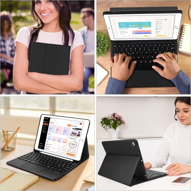 Чохол-клавіатура JADEMALL з тачпадом для iPad 9-го/8-го/7-го покоління 10,2 дюймів, чорна (3094)