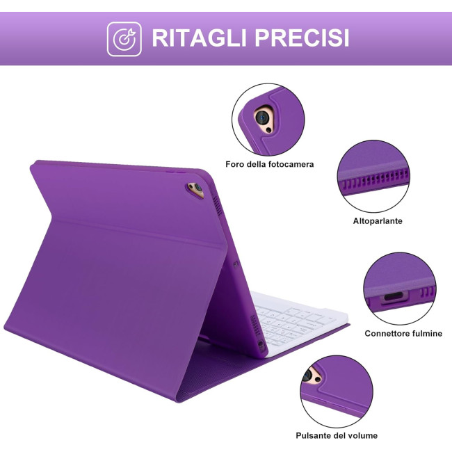 Чохол-клавіатура JADEMALL з тачпадом для iPad 9-го/8-го/7-го покоління 10,2 дюймів, фіолетовий (3095)