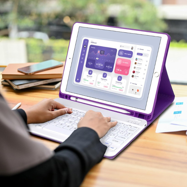 Чохол-клавіатура JADEMALL з тачпадом для iPad 9-го/8-го/7-го покоління 10,2 дюймів, фіолетовий (3095)