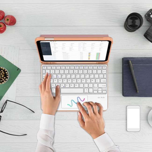 Чохол-клавіатура JADEMALL з трекпадом для iPad 10/11-го покоління, рожевий (3079)