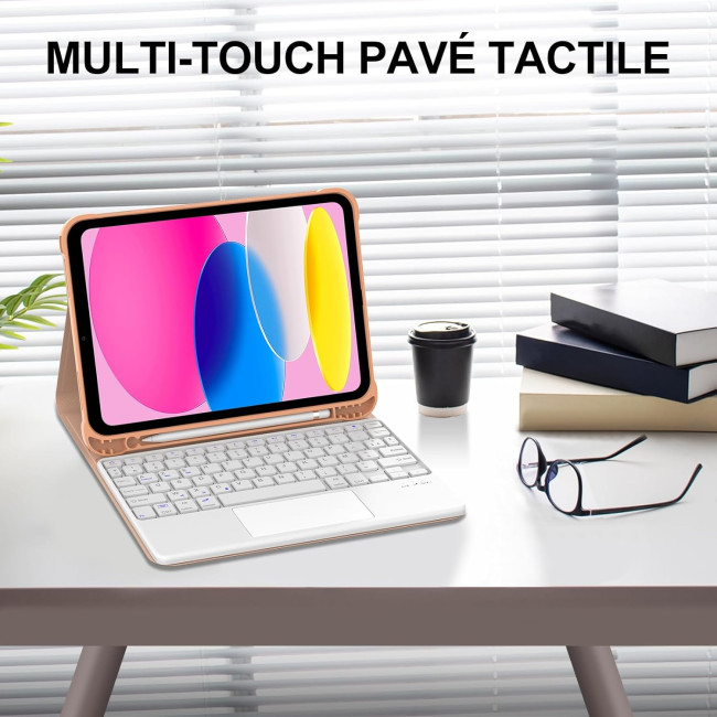 Чохол-клавіатура JADEMALL з трекпадом для iPad 10/11-го покоління, рожевий (3079)