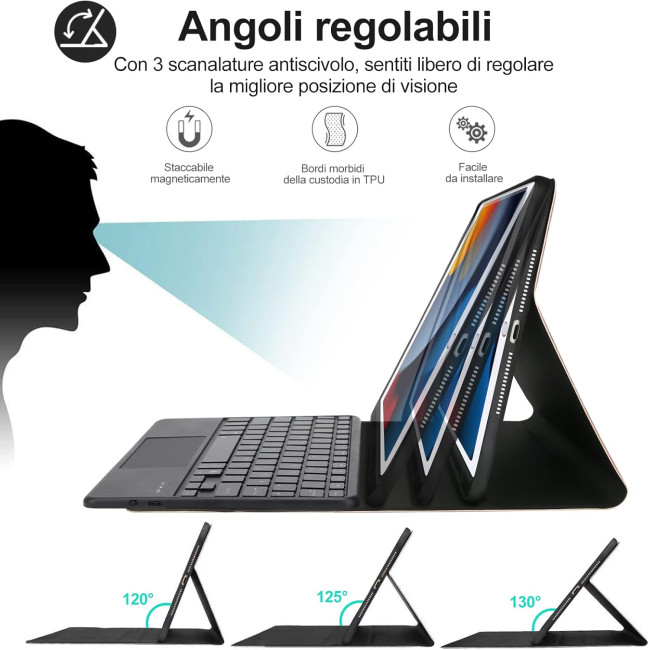 Чохол-клавіатура JADEMALL з трекпадом для iPad 10.2" 9-го/8-го/7-го покоління, чорна (3093)