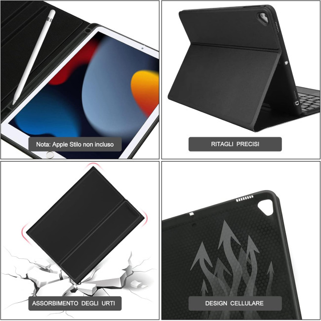 Чохол-клавіатура JADEMALL з трекпадом для iPad 10.2" 9-го/8-го/7-го покоління, чорна (3093)