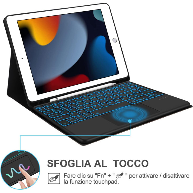 Чохол-клавіатура JADEMALL з трекпадом для iPad 10.2" 9-го/8-го/7-го покоління, чорна (3093)