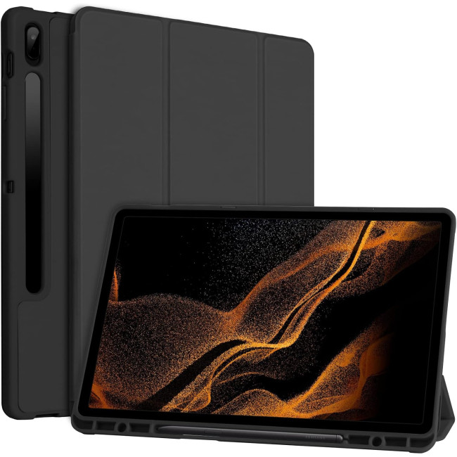 Чохол TQQ ESGWGFFGs7s8PTB1 для Samsung Galaxy Tab S7 FE S8 12.4 дюймів, з тримачем для ручки, чорний (2124)