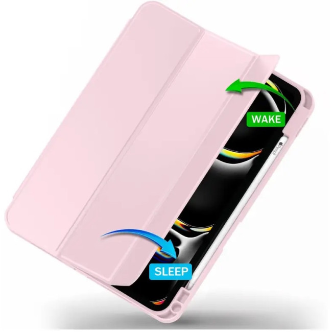 Чохол Vobafe для iPad Pro 13 (M4) 2024 з тримачем для олівців, трискладною підставкою, гнучка задня кришка TPU, рожевий (2043)