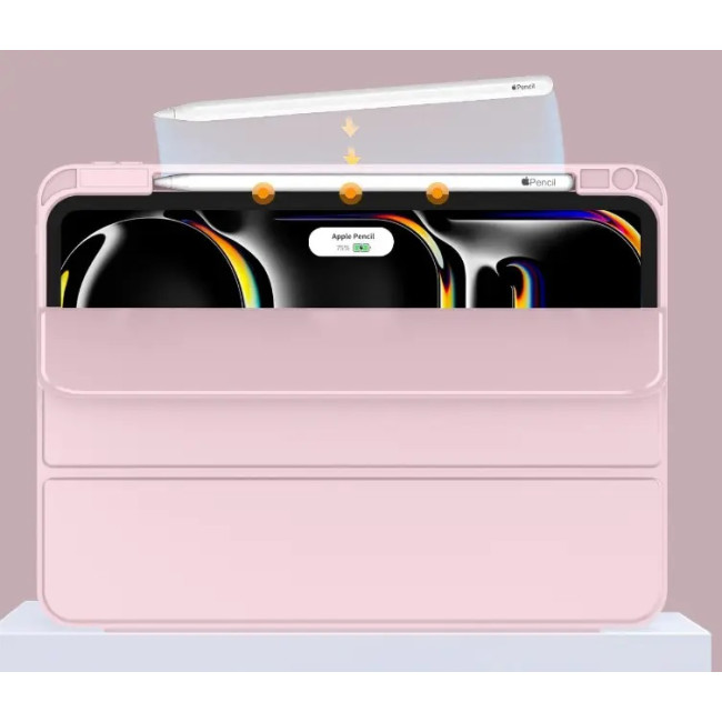 Чохол Vobafe для iPad Pro 13 (M4) 2024 з тримачем для олівців, трискладною підставкою, гнучка задня кришка TPU, рожевий (2043)