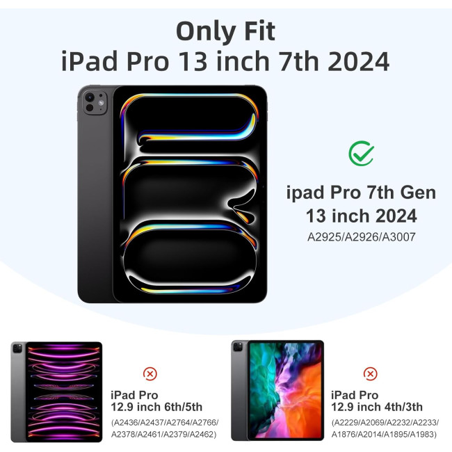 Чохол Vobafe для iPad Pro 13 (M4) 2024 з тримачем для олівців, трискладною підставкою, гнучка задня кришка TPU, світло-сірий (2042)