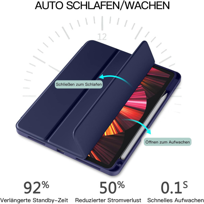 Чохол Vobafe, сумісний з iPad Pro 11 дюймів 2022/2021/2020/2018, гнучка задня кришка TPU з тримачем для олівців, синій (2047)