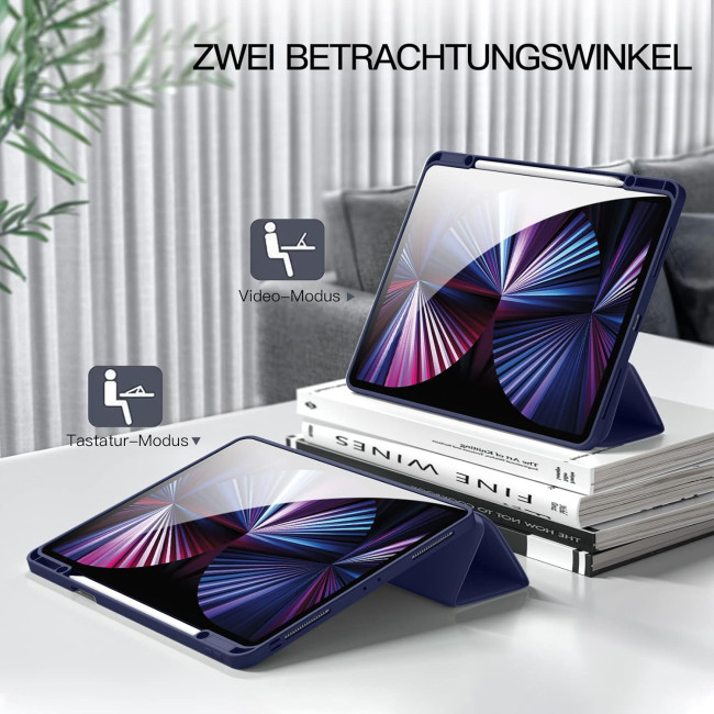 Чохол Vobafe, сумісний з iPad Pro 11 дюймів 2022/2021/2020/2018, гнучка задня кришка TPU з тримачем для олівців, синій (2047)