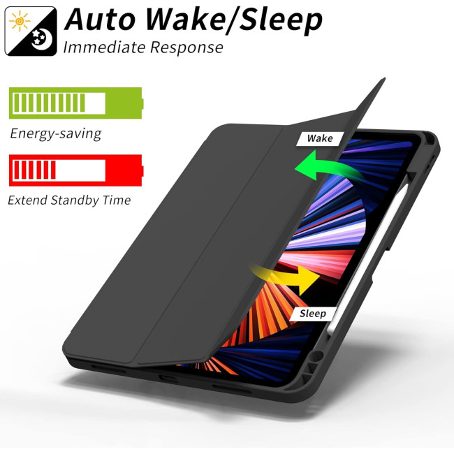 Чохол ZOYU для iPad Pro 11 дюймів 4-го/3-го/2-го покоління 2022/2021/2020 з тримачем для олівців, м'яка задня панель з ТПУ, чорний (2046)