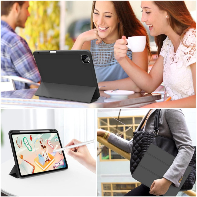 Чохол ZOYU для iPad Pro 11 дюймів 4-го/3-го/2-го покоління 2022/2021/2020 з тримачем для олівців, м'яка задня панель з ТПУ, чорний (2046)