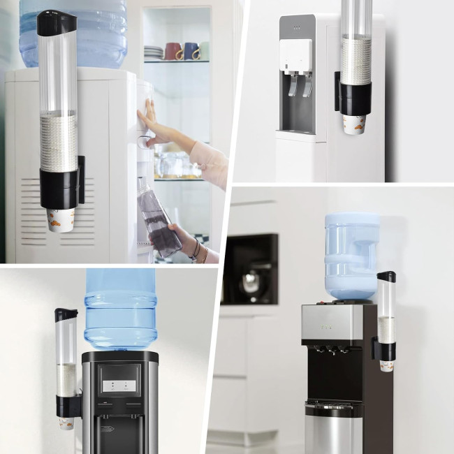 Диспенсер для чашок LBTING, висувний тримач для чашок з кулером для води, підходить для чашок з конічним або плоским дном, чорний (2075)