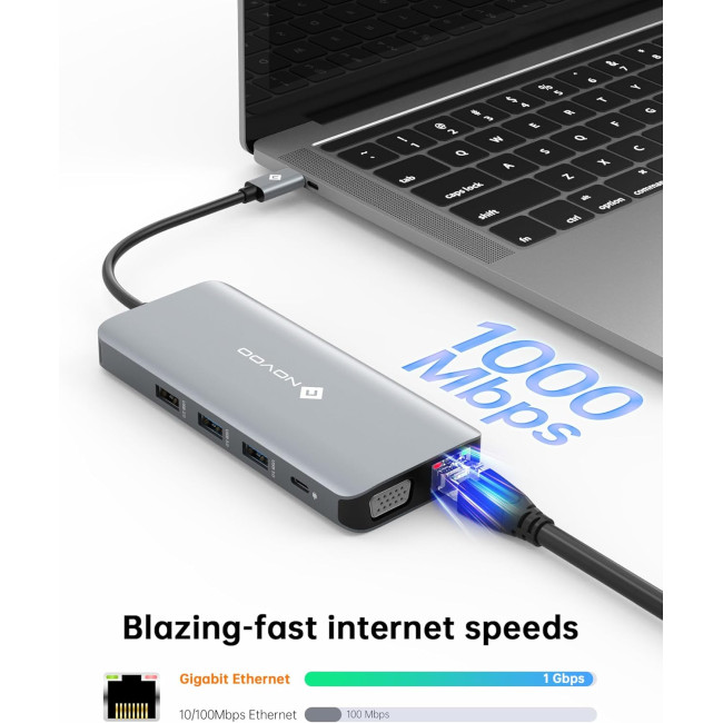 Док-станція NOVOO NHM11D-111S2 USB 3.0 11в1, 5 гігабіт на секунду (2008)