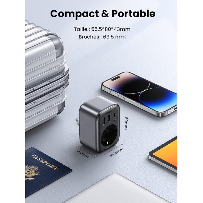 Дорожный адаптер UGREEN 30W (0020)