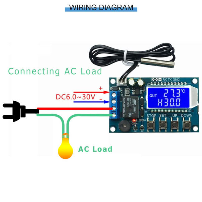 Електронний термостат Youmile XY-T01 JK-YM-476 DC 6-30V 24V від -50°C до 100°C з водонепроникним зондом NTC (0187)