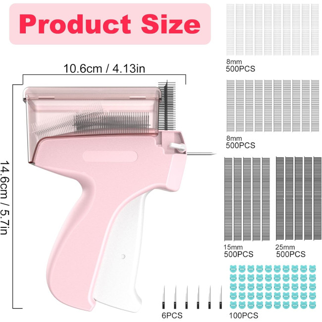 ELEOPUS Пістолет для мікростібків Stitchy TAG-001, пістолет для маркування одягу, рожевий (5128)