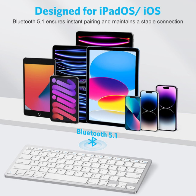 Emetok Bluetooth-клавіатура для iPad, срібляста (4191)