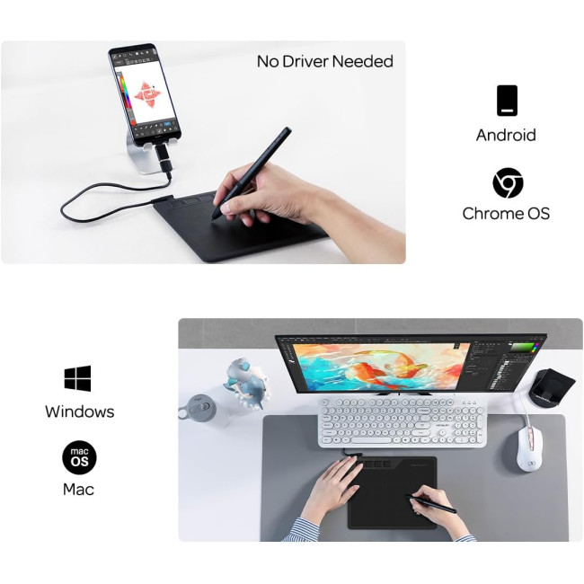 Графічний планшет GAOMON S620 6,5 x 4 дюйми з пасивним пером 8192, 4 настроювані клавіші ExpressKeys для цифрового мистецтва, малювання (0130)