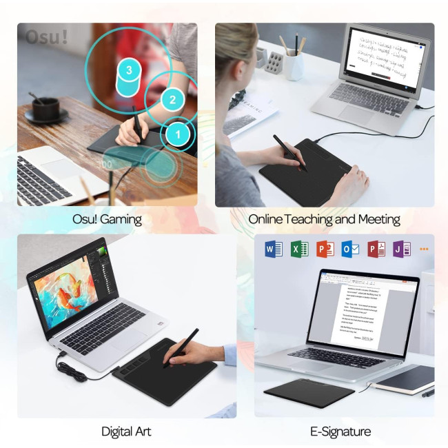 Графічний планшет GAOMON S620 6,5 x 4 дюйми з пасивним пером 8192, 4 настроювані клавіші ExpressKeys для цифрового мистецтва, малювання (0130)