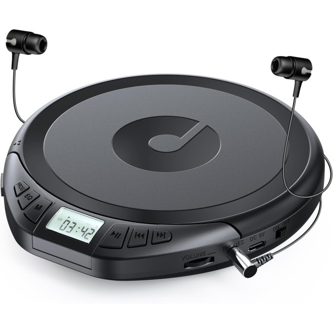 Gueray портативний CD-програвач H-01 для автомобіля, з РК-дисплеєм, чорний (5079)