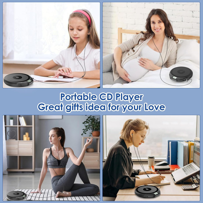 Gueray портативний CD-програвач H-01 для автомобіля, з РК-дисплеєм, чорний (5079)