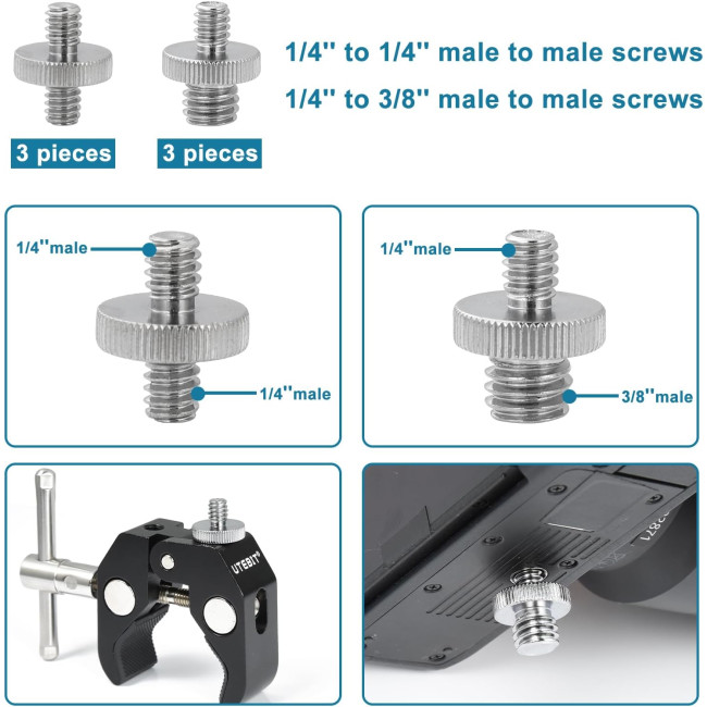 Гвинт для камери UTEBIT з адаптером 1/4 до 3/8, набір адаптерів з різьбою, 26 шт.(3046)