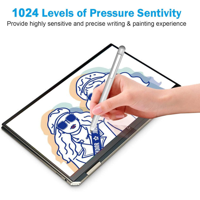 Hacey Стилус K2-C-Surface для Microsoft Surface Pro, з функцією відхилення долоні, 1024 рівні тиску, срібний (5081)