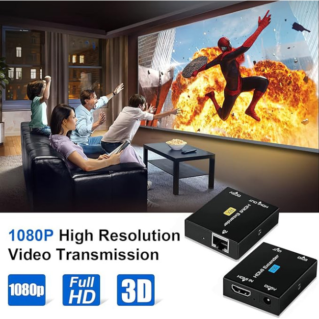 HDMI-подовжувач Ozvavzk MO-MINI YCQ-01 60 м 1080P @ 60 Гц Ethernet HDMI-подовжувач (3171)