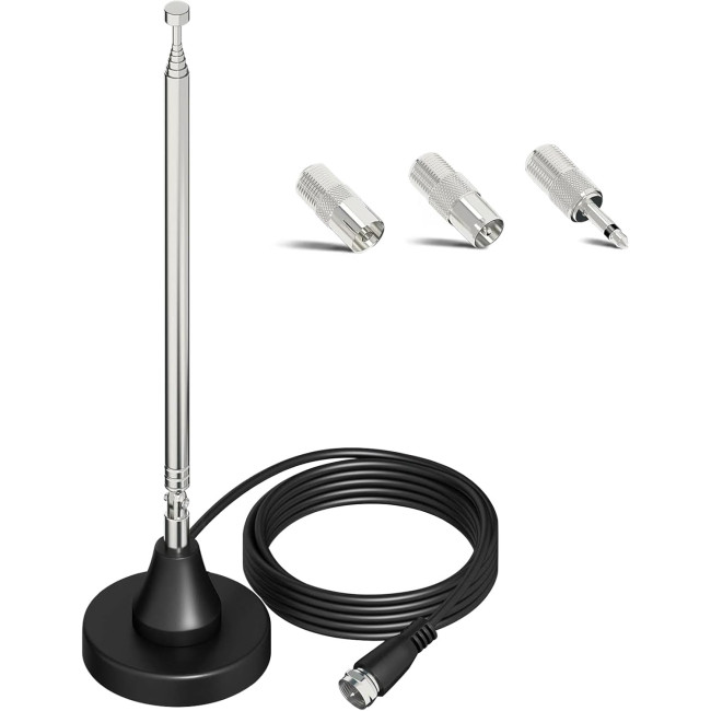 Кімнатна DAB FM-радіоантена Dictien, телескопічна цифрова антена 75 Ом з магнітною основою та 3-метровим кабелем для прийому AV-HiFi (0188)