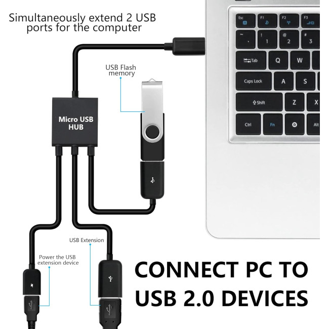 Кабель-розгалужувач YACSEJAO YAC-172 Dual Micro USB, чорний (4126)