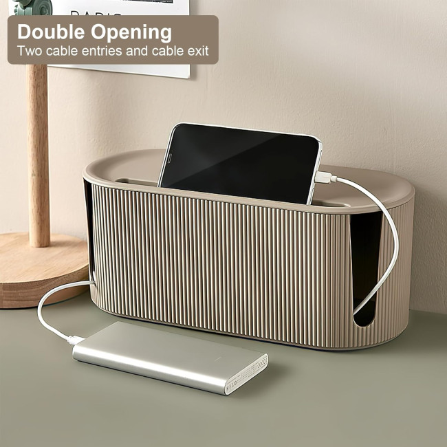 Кабельний органайзер DAWRIS, з кришкою, виготовлений з ABS-пластику, багатофункціональний, із захистом від перенапруги, коричневий (0154)