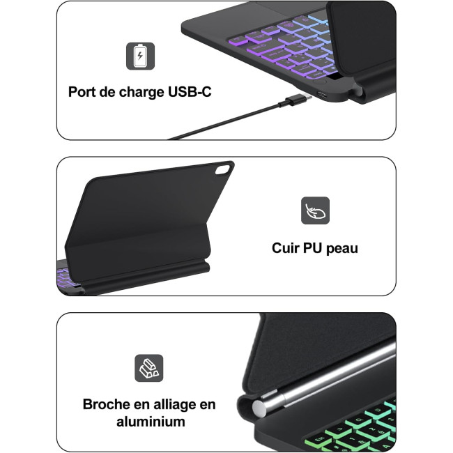 Клавіатура FOGARI для iPad A16 11'' 2025/iPad 10-го покоління (2022), чорна (2150)