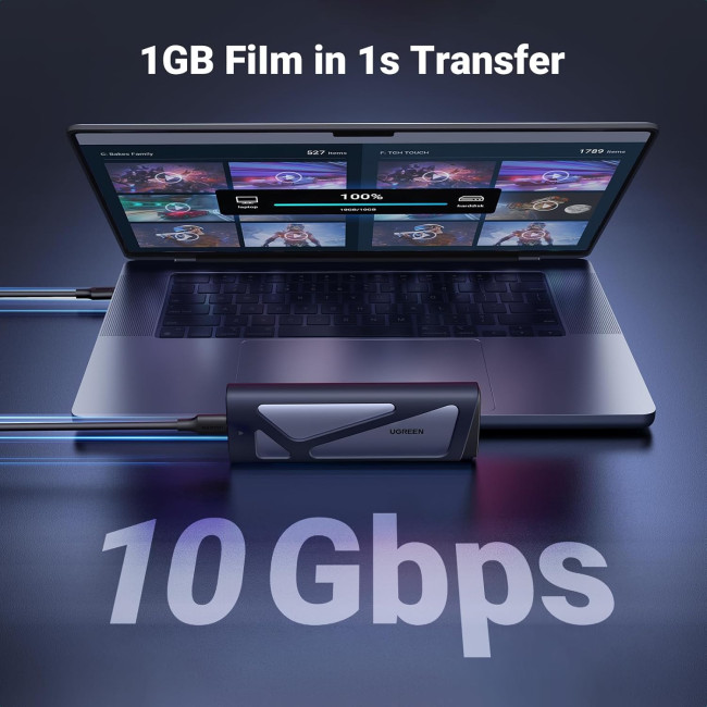 Корпус для SSD UGREEN M2 модель CM578, корпус для NVME SATA M.2 SSD USB 3.2 GEN 2 10 Гбит/с, совместимый с 970 EVO PLUS, 760P, серебряный (0017)